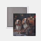 Cavalier King Sneeuw Slede Kerst Decoratie   Magneet (Voorkant / Achterkant)
