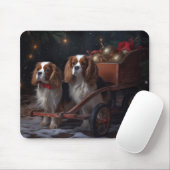 Cavalier King Sneeuw Slede Kerst Decoratie   Muismat (Met muis)