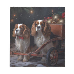 Cavalier King Sneeuw Slede Kerst Decoratie   Notitieblok