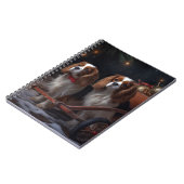Cavalier King Sneeuw Slede Kerst Decoratie Notitieboek (Linkerzijde)