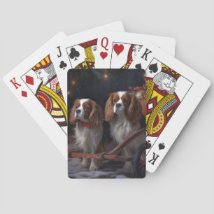 Cavalier King Sneeuw Slede Kerst Decoratie   Pokerkaarten