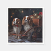 Cavalier King Sneeuw Slede Kerst Decoratie Servet (Voorkant)