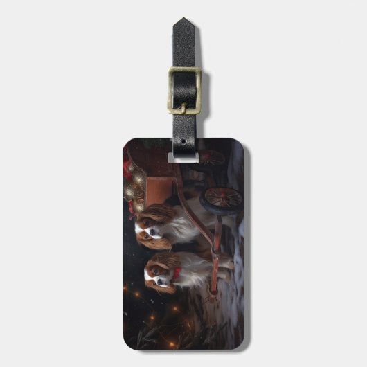 Cavalier King Sneeuwslee Kerstdecoratie Bagagelabel (Voorkant verticaal)