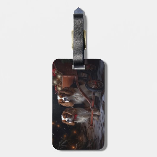 Cavalier King Sneeuwslee Kerstdecoratie Bagagelabel (Achterkant verticaal)