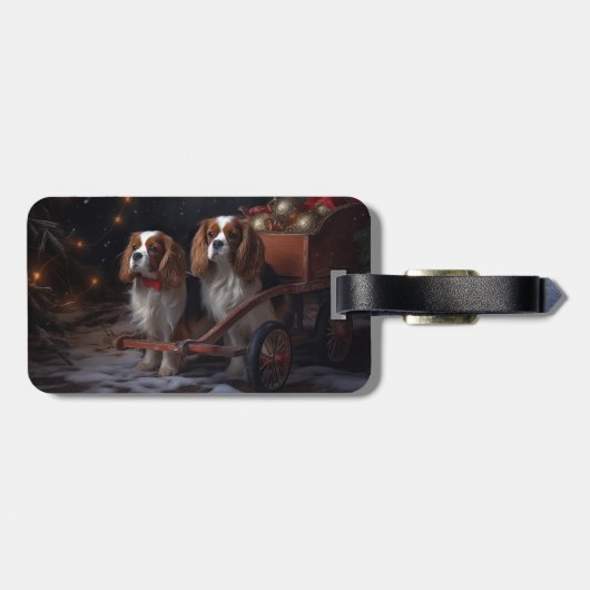 Cavalier King Sneeuwslee Kerstdecoratie Bagagelabel (Achterkant horizontaal)