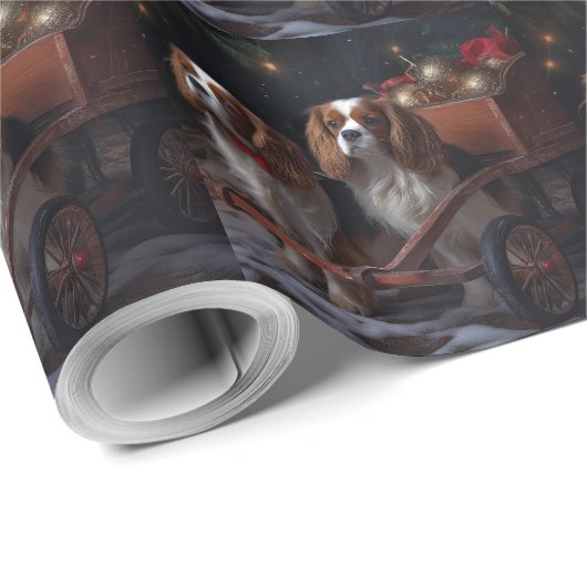 Cavalier King Sneeuwslee Kerstdecoratie Cadeaupapier (Rol Hoek)