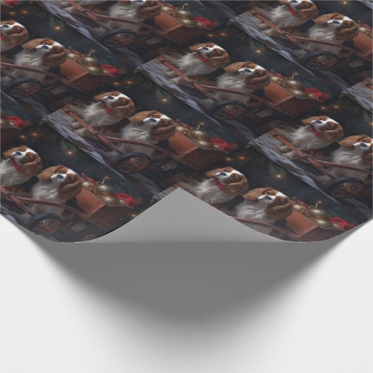 Cavalier King Sneeuwslee Kerstdecoratie Cadeaupapier (Hoek)