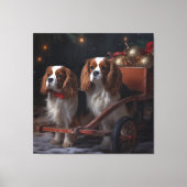 Cavalier King Sneeuwslee Kerstdecoratie Canvas Afdruk (Voorkant)