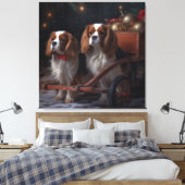 Cavalier King Sneeuwslee Kerstdecoratie Canvas Afdruk (Insitu (Slaapkamer))