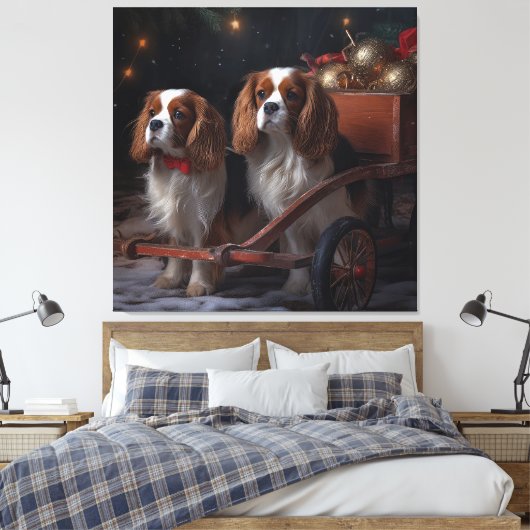 Cavalier King Sneeuwslee Kerstdecoratie Canvas Afdruk (Insitu (Slaapkamer))