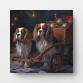 Cavalier King Sneeuwslee Kerstdecoratie Fotoplaat (Voorkant)