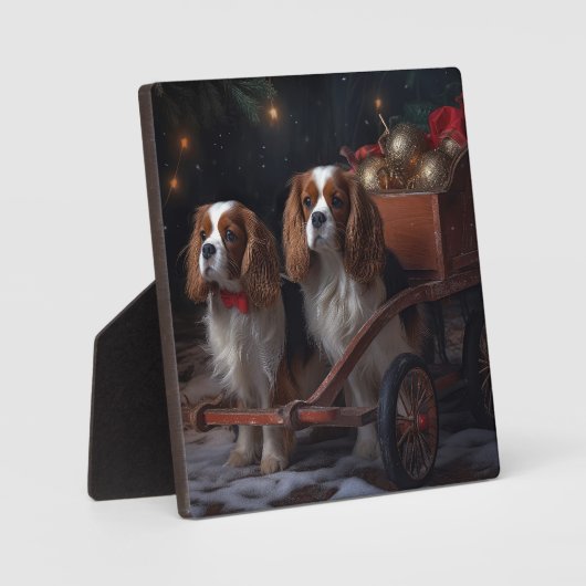 Cavalier King Sneeuwslee Kerstdecoratie Fotoplaat (Voorkant)