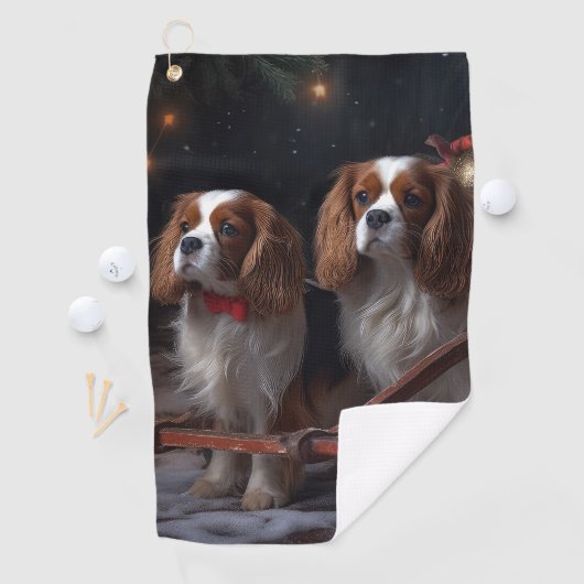 Cavalier King Sneeuwslee Kerstdecoratie Golfhanddoek (Insitu)