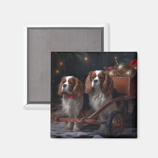 Cavalier King Sneeuwslee Kerstdecoratie Magneet (Voorkant / Achterkant)