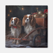 Cavalier King Sneeuwslee Kerstdecoratie Magneet (Voorkant)