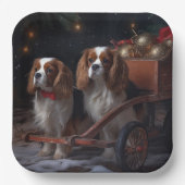 Cavalier King Sneeuwslee Kerstdecoratie Papieren Bordje (Voorkant)