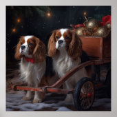 Cavalier King Sneeuwslee Kerstdecoratie Poster (Voorkant)