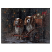 Cavalier King Sneeuwslee Kerstdecoratie Snijplank (Voorkant)