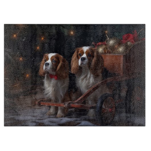 Cavalier King Sneeuwslee Kerstdecoratie Snijplank (Voorkant)