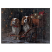 Cavalier King Sneeuwslee Kerstdecoratie Snijplank (Voorkant)