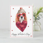 Cavalier King Spaniel Hondenliefhebber Valentijn G Feestdagenkaart (Staand voorkant)