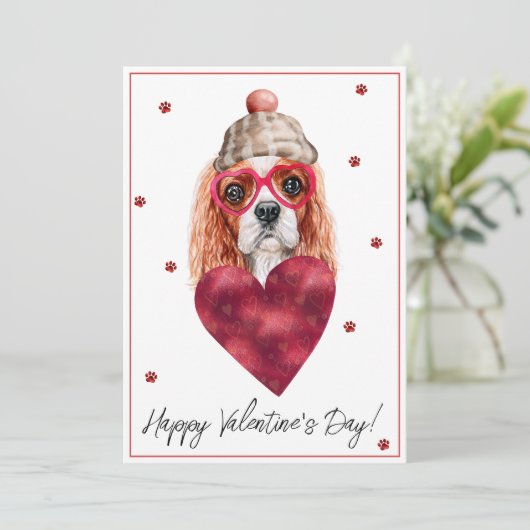 Cavalier King Spaniel Hondenliefhebber Valentijn G Feestdagenkaart (Staand voorkant)