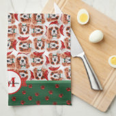 Cavalier King Spaniel Monogram Kerst Hond Theedoek (Quarter Fold)