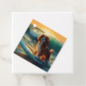 Cavalier King Strand Surfen Schilderij Bedankjes Labels (In situ)