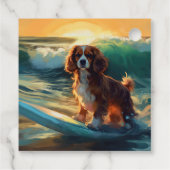 Cavalier King Strand Surfen Schilderij Bedankjes Labels (Achterkant)