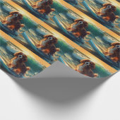 Cavalier King Strand Surfen Schilderij Cadeaupapier (Hoek)