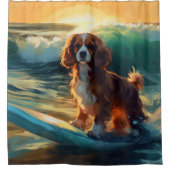 Cavalier King Strand Surfen Schilderij Douchegordijn (Voorkant)