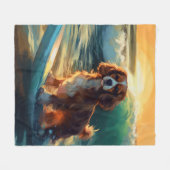 Cavalier King Strand Surfen Schilderij Fleece Deken (Voorkant (Horizontaal))