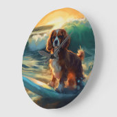 Cavalier King Strand Surfen Schilderij Grote Klok (Hoek)