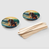 Cavalier King Strand Surfen Schilderij Handwaaier (Niet-gemonteerd)