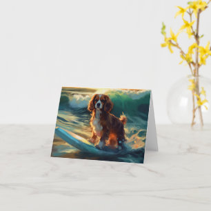 Cavalier King Strand Surfen Schilderij Kaart