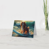 Cavalier King Strand Surfen Schilderij Kaart (Voorkant)