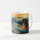 Cavalier King Strand Surfen Schilderij Koffiemok (Voorkant rechts)