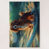 Cavalier King Strand Surfen Schilderij Legpuzzel (Verticaal)