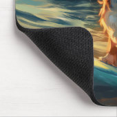 Cavalier King Strand Surfen Schilderij Muismat (Hoek)