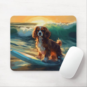 Cavalier King Strand Surfen Schilderij Muismat