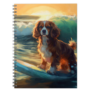 Cavalier King Strand Surfen Schilderij Notitieboek