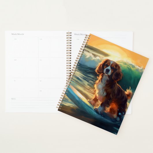 Cavalier King Strand Surfen Schilderij Planner (Display)