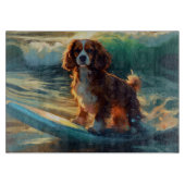 Cavalier King Strand Surfen Schilderij Snijplank (Voorkant)