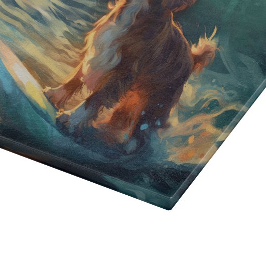 Cavalier King Strand Surfen Schilderij Snijplank (Hoek)