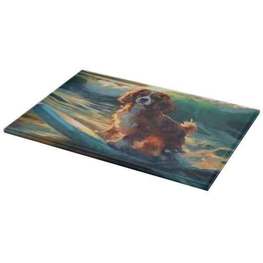 Cavalier King Strand Surfen Schilderij Snijplank (Hoek)