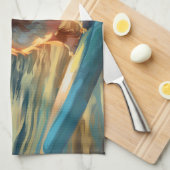 Cavalier King Strand Surfen Schilderij Theedoek (Quarter Fold)