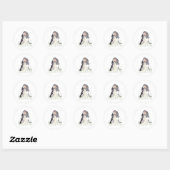 Cavalier King Waterverf Ronde Sticker (Vel)