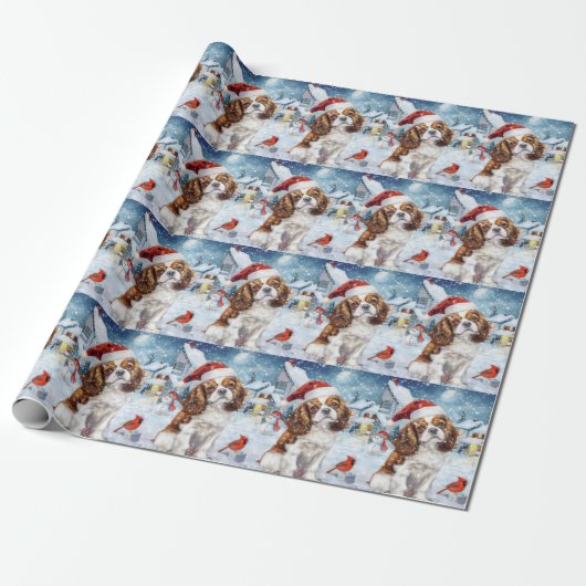 Cavalier King Winter Wonderland Kerstvreugde Cadeaupapier (Uitgerold)