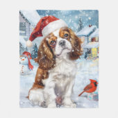 Cavalier King Winter Wonderland Kerstvreugde Fleece Deken (Voorkant)