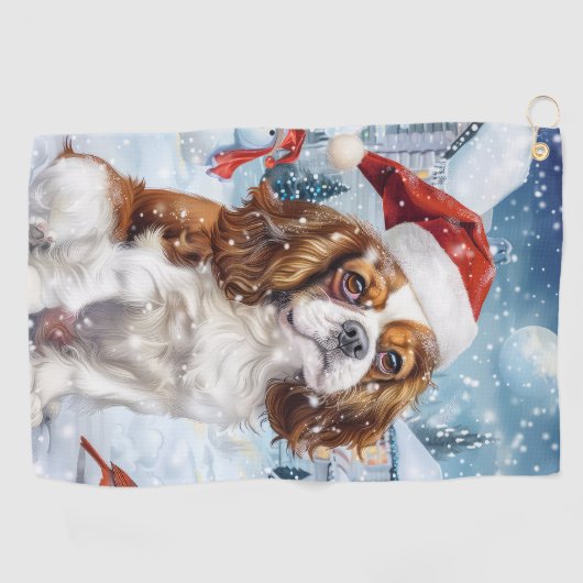Cavalier King Winter Wonderland Kerstvreugde Golfhanddoek (Horizontaal)